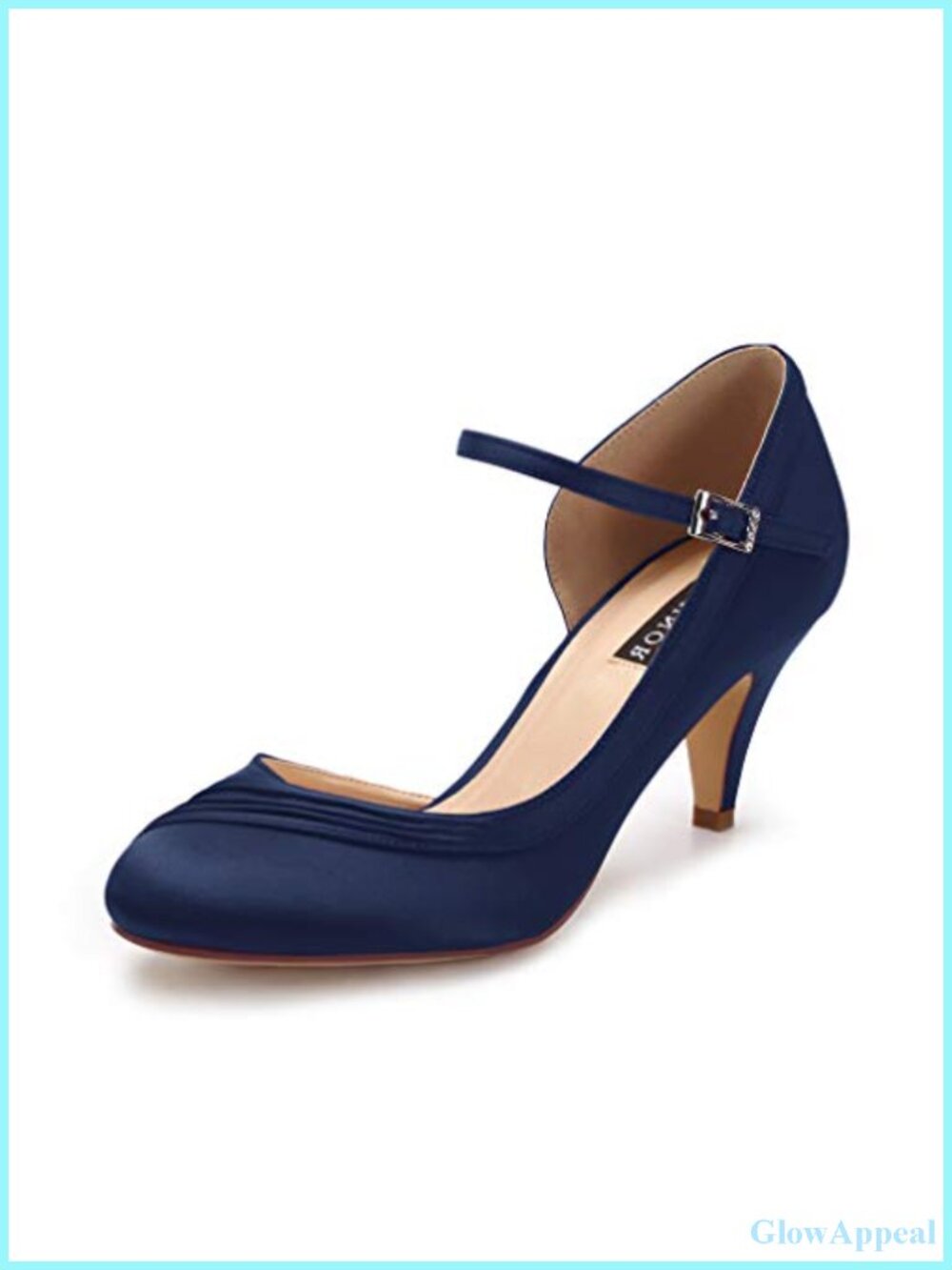 Satin Kitten Heel Pumps with Ankle Strap